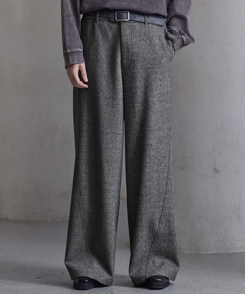 未使用級 Rota スラックス ヘリンボーン ツイード ウール グレー