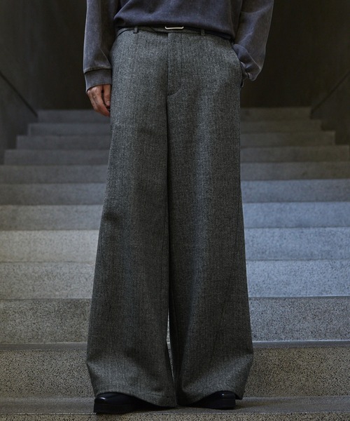 CLEL（クレイル）の「【CLEL】Wool Blend Herringbone Tweed 3D Pants