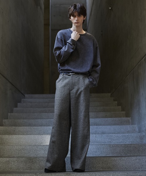 CLEL（クレイル）の「【CLEL】Wool Blend Herringbone Tweed 3D Pants