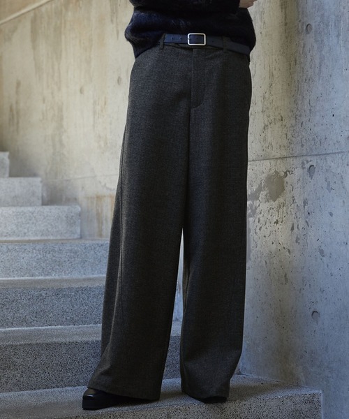 CLEL】Wool Blend Herringbone Tweed 3D Pants / ウールブレンド