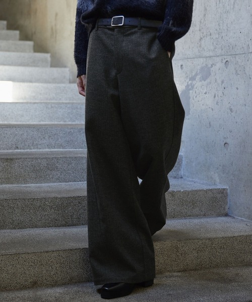 CLEL】Wool Blend Herringbone Tweed 3D Pants / ウールブレンド