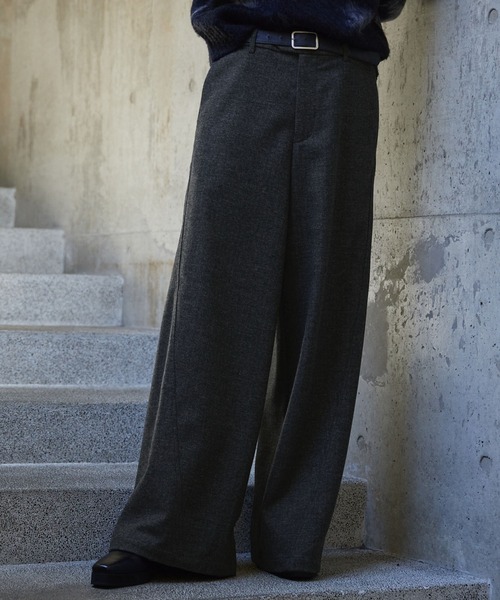 CLEL】Wool Blend Herringbone Tweed 3D Pants / ウールブレンド