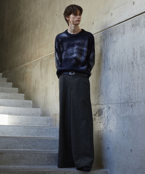 セール】【CLEL】Wool Blend Herringbone Tweed 3D Pants / ウール