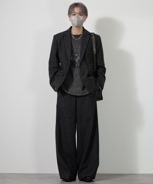 【CLEL】ウールブレンドヘリンボーンツイードジャケット/3Dパンツ XSサイズ CLEL】Wool Blend Herringbone Tweed 3D Pants / ウールブレンド