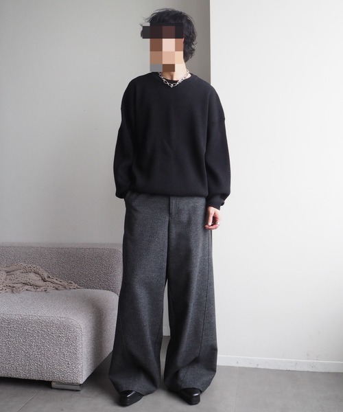 CLEL（クレイル）の「【CLEL】Wool Blend Herringbone Tweed 3D Pants