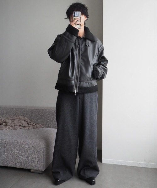 CLEL(クレイル)の「【CLEL】Wool Blend Herringbone Tweed 3D Pants / ウールブレンド ヘリンボーンツイード3Dパンツ【セットアップ対応】(スラックス・メンズ・グレー系/ベージュ系/ブラック系・L/M/S/XS)」の5枚目の写真