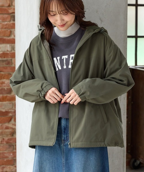 Honeys(ハニーズ)の「【非フッ素撥水加工】裏フリースフードブルゾン(ブルゾン・レディース・ベージュ/ネイビー/ブラック/カーキ・S/M/LL/L)」の5枚目の写真