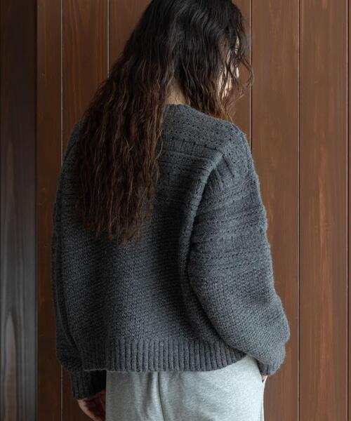 URBAN RESEARCH Sonny Label（アーバンリサーチサニーレーベル）の「『WEB限定』アイレット切替ニットプルオーバー（ニット/セーター・レディース・チャコールグレー/オフホワイト/イエロー・FREE）」の22枚目の写真