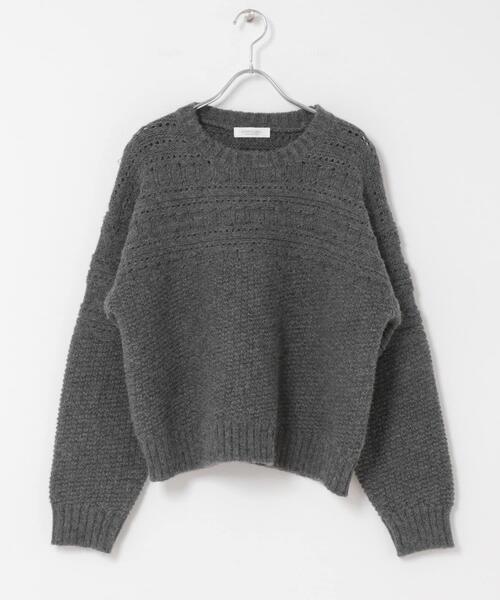 URBAN RESEARCH Sonny Label（アーバンリサーチサニーレーベル）の「『WEB限定』アイレット切替ニットプルオーバー（ニット/セーター・レディース・チャコールグレー/オフホワイト/イエロー・FREE）」の18枚目の写真