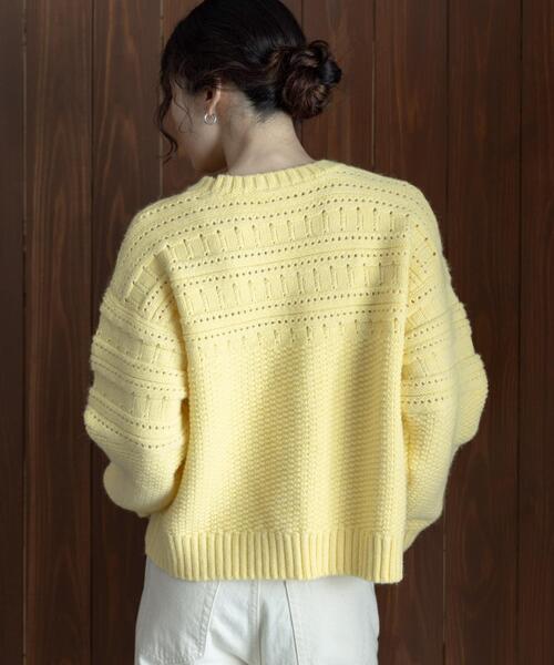 URBAN RESEARCH Sonny Label（アーバンリサーチサニーレーベル）の「『WEB限定』アイレット切替ニットプルオーバー（ニット/セーター・レディース・チャコールグレー/オフホワイト/イエロー・FREE）」の12枚目の写真