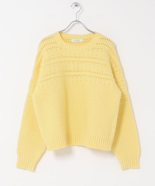 URBAN RESEARCH Sonny Label（アーバンリサーチサニーレーベル）の「『WEB限定』アイレット切替ニットプルオーバー（ニット/セーター・レディース・チャコールグレー/オフホワイト/イエロー・FREE）」の9枚目の写真