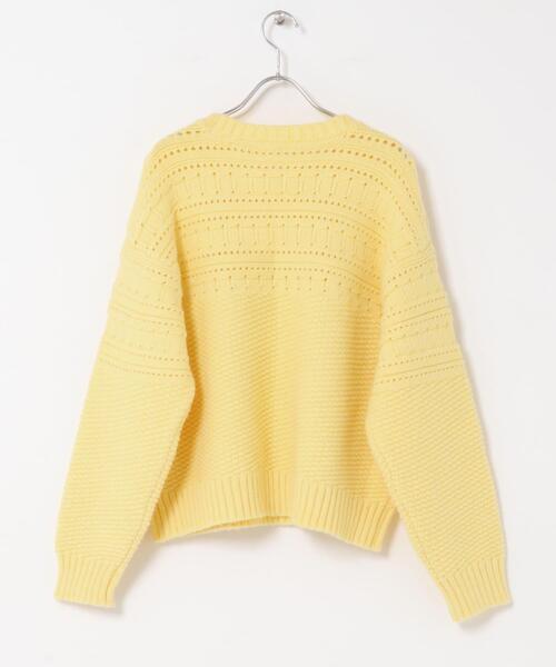 URBAN RESEARCH Sonny Label（アーバンリサーチサニーレーベル）の「『WEB限定』アイレット切替ニットプルオーバー（ニット/セーター・レディース・チャコールグレー/オフホワイト/イエロー・FREE）」の8枚目の写真