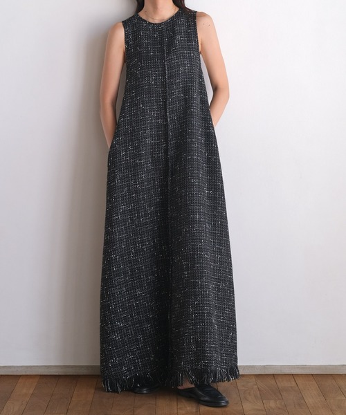 アドーアワンピース　ノースリーブ　ツイード ツイードノースリーブワンピース※一部店舗のみ入荷