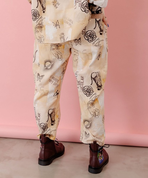 ScoLar（スカラー）の「153613：バイオ加工レースプリントパンツ（デニムパンツ・レディース・カーキ/ベージュ・M）」の6枚目の写真