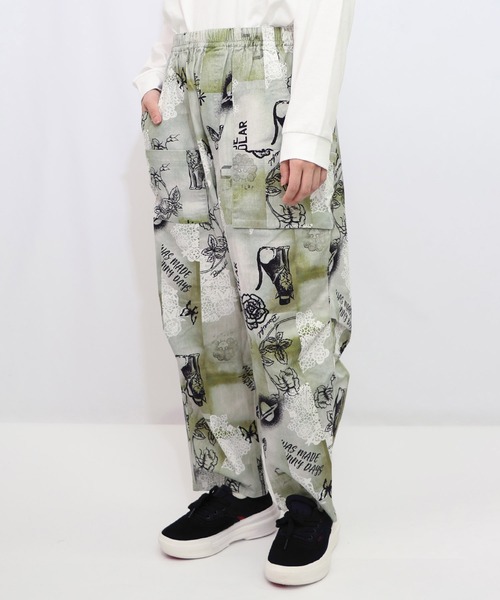 ScoLar（スカラー）の「153613：バイオ加工レースプリントパンツ（デニムパンツ・レディース・カーキ/ベージュ・M）」の9枚目の写真