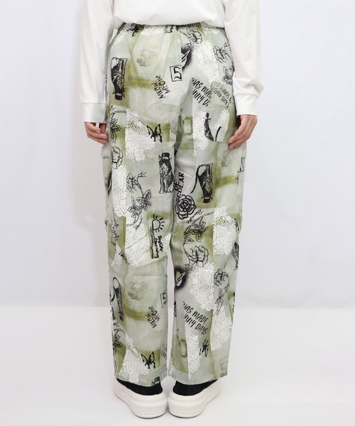 ScoLar（スカラー）の「153613：バイオ加工レースプリントパンツ（デニムパンツ・レディース・カーキ/ベージュ・M）」の10枚目の写真