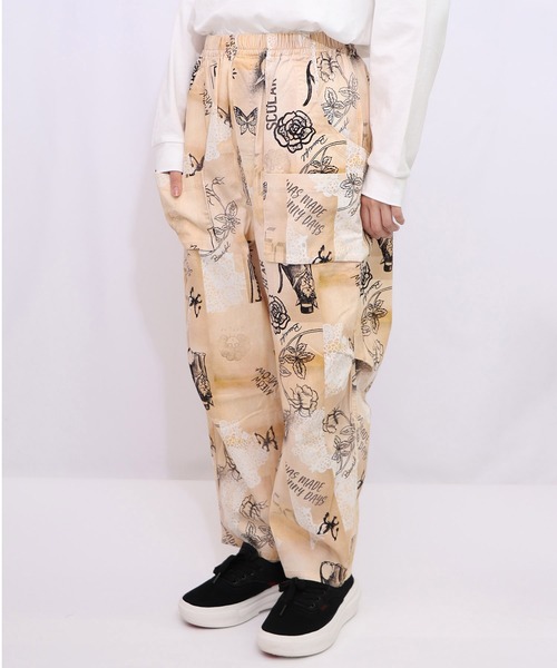 ScoLar（スカラー）の「153613：バイオ加工レースプリントパンツ（デニムパンツ・レディース・カーキ/ベージュ・M）」の13枚目の写真