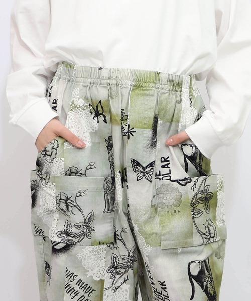 ScoLar（スカラー）の「153613：バイオ加工レースプリントパンツ（デニムパンツ・レディース・カーキ/ベージュ・M）」の16枚目の写真