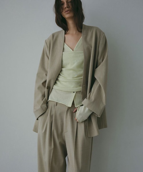 サイロスパンノーカラーダブルブレストジャケット（ノーカラー