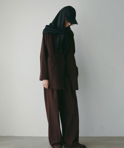 ETRÉ TOKYO ノーカラーダブルブレストジャケット ブラックS サイロ