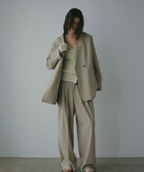 サイロスパンノーカラーダブルブレストジャケット（ノーカラー