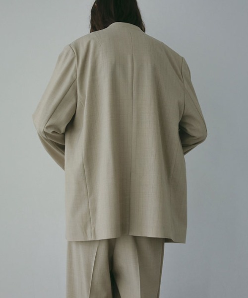サイロスパンノーカラーダブルブレストジャケット（ノーカラー