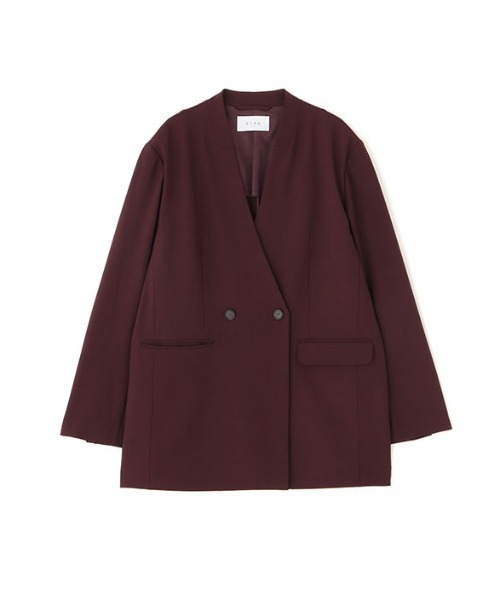 サイロスパンノーカラーダブルブレストジャケット（ノーカラー
