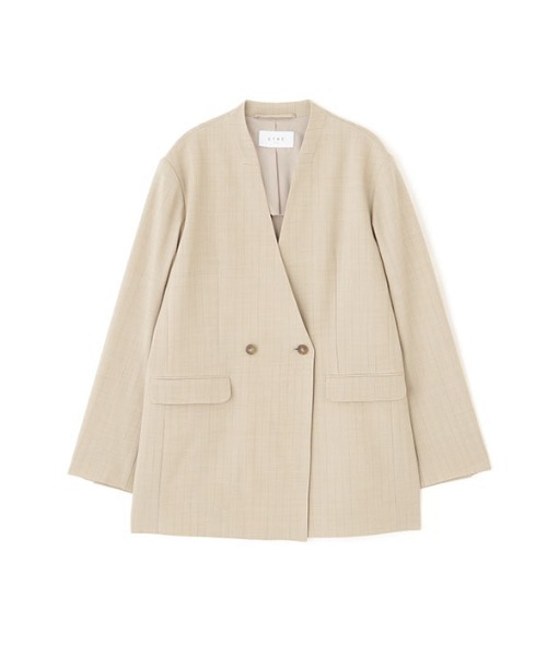 サイロスパンノーカラーダブルブレストジャケット（ノーカラー