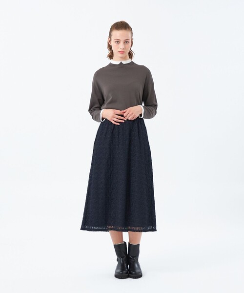 MACKINTOSH PHILOSOPHY(マッキントッシュ フィロソフィー)の「フラワーレースフレアスカート(スカート・レディース・オフホワイト/ダークネイビー・38/36)」の4枚目の写真