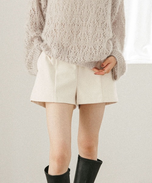 Heather（ヘザー）の「ハイウエストウールライクタイトショートパンツ　600531（その他パンツ・レディース・アイボリー/チャコールグレー/ブラウン/ブラック系その他/ブラック・M/S）」の2枚目の写真