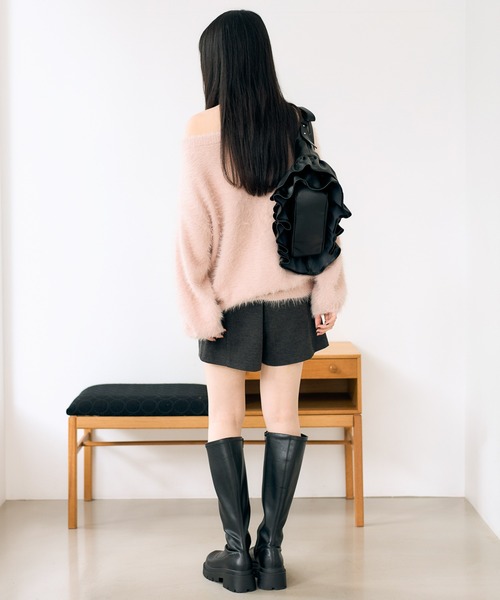 Heather（ヘザー）の「ハイウエストウールライクタイトショートパンツ　600531（その他パンツ・レディース・アイボリー/チャコールグレー/ブラウン/ブラック系その他/ブラック・M/S）」の21枚目の写真