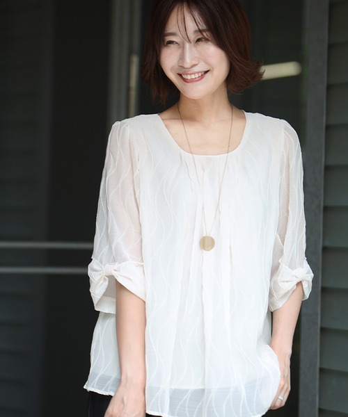 Ehre style(エーレスタイル)の「働く大人の夏涼トップス 腕見せしない(シャツ/ブラウス・レディース・ベージュ/ブルー/ブラック・FREE)」の7枚目の写真