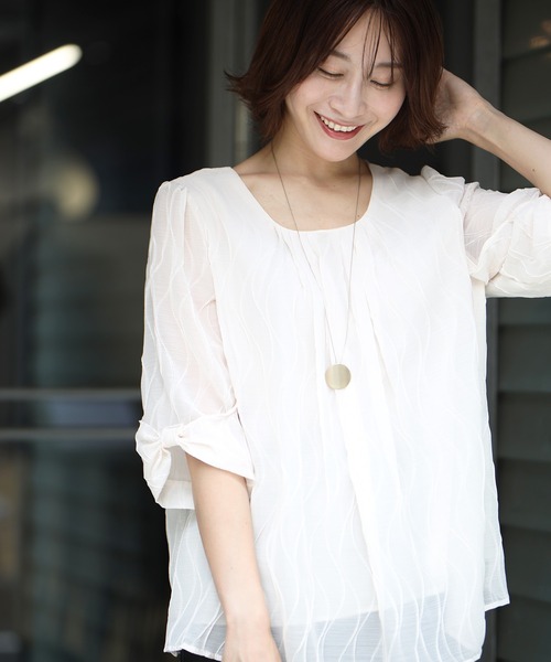Ehre style(エーレスタイル)の「働く大人の夏涼トップス 腕見せしない(シャツ/ブラウス・レディース・ベージュ/ブルー/ブラック・FREE)」の8枚目の写真