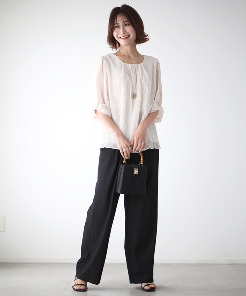Ehre style(エーレスタイル)の「働く大人の夏涼トップス 腕見せしない(シャツ/ブラウス・レディース・ベージュ/ブルー/ブラック・FREE)」の21枚目の写真