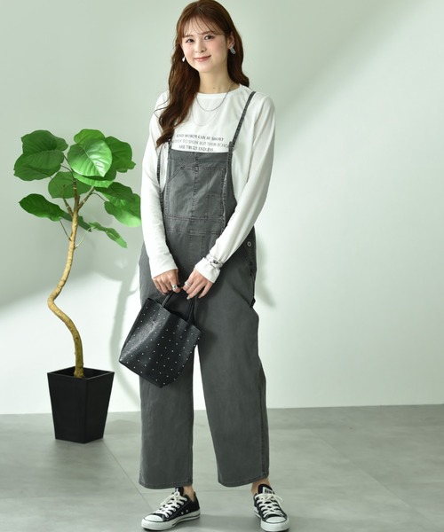 INTERPLANET（インタープラネット）の「【CYNICAL】ストレッチツイルキャミサロペット（サロペット/オーバーオール・レディース・ブラック/ベージュ・FREE）」の9枚目の写真