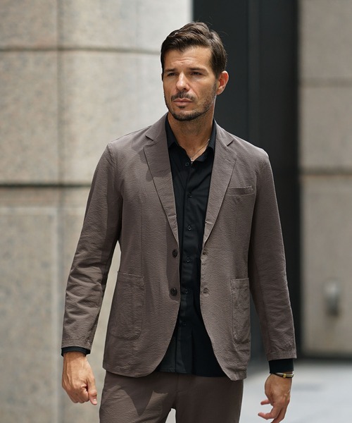 セール】2WAYストレッチポリサッカー2Bジャケット メンズ テーラード