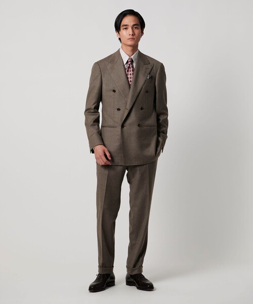 Vitale Barberis Canonico ライトフランネル ダブル6ボタン スーツ MC