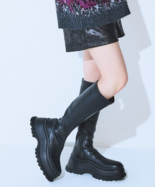 【新品未使用】ジーナシス　ロングブーツ　L セール】【抗菌防臭テープ付き】WAVYストレッチロングブーツ/597839