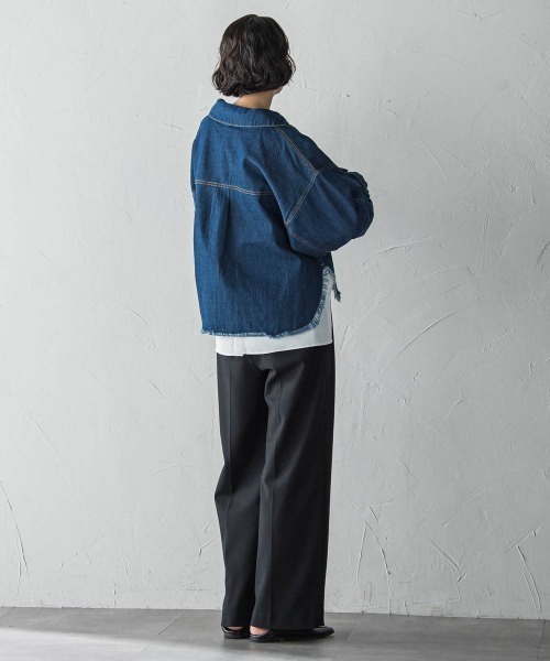 la.f…（ラエフ）の「【biyori】"抜け感シルエットでこなれ感"オトナGジャン≪手洗い可能≫（デニムジャケット・レディース・ネイビー/ブラック・9号）」の8枚目の写真