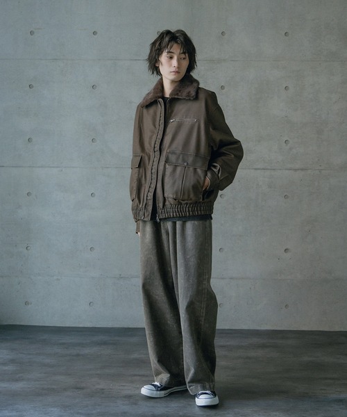 RATTLE TRAP（ラトルトラップ）の「ビンテージシンセティックレザーファーカラー脱着フライトブルゾン（ブルゾン・メンズ・ブラウン/ブラック・M/L）」の19枚目の写真