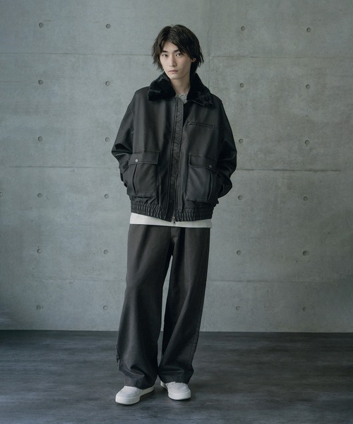 RATTLE TRAP（ラトルトラップ）の「ビンテージシンセティックレザーファーカラー脱着フライトブルゾン（ブルゾン・メンズ・ブラウン/ブラック・M/L）」の3枚目の写真