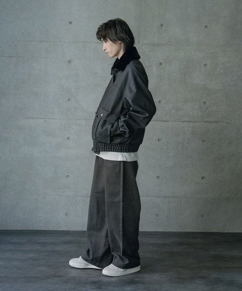 RATTLE TRAP（ラトルトラップ）の「ビンテージシンセティックレザーファーカラー脱着フライトブルゾン（ブルゾン・メンズ・ブラウン/ブラック・M/L）」の4枚目の写真