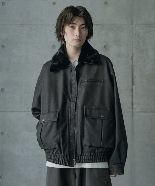 RATTLE TRAP（ラトルトラップ）の「ビンテージシンセティックレザーファーカラー脱着フライトブルゾン（ブルゾン・メンズ・ブラウン/ブラック・M/L）」の6枚目の写真