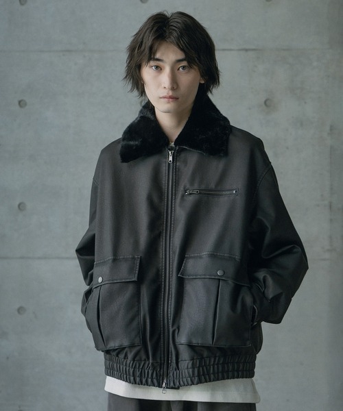 RATTLE TRAP（ラトルトラップ）の「ビンテージシンセティックレザーファーカラー脱着フライトブルゾン（ブルゾン・メンズ・ブラウン/ブラック・M/L）」の9枚目の写真