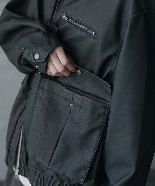 RATTLE TRAP（ラトルトラップ）の「ビンテージシンセティックレザーファーカラー脱着フライトブルゾン（ブルゾン・メンズ・ブラウン/ブラック・M/L）」の13枚目の写真