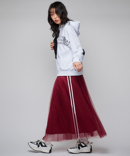 Narcissus(ナルシス)の「サイドラインチュールスカート/ロングスカート/スポーティー(スカート・レディース・ブラック/レッド・FREE)」の17枚目の写真