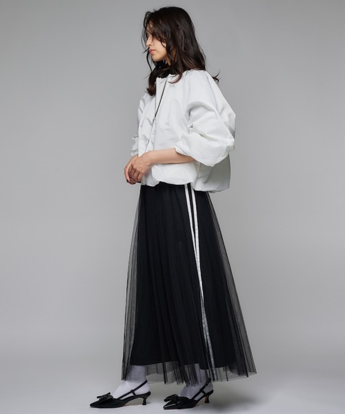 Narcissus(ナルシス)の「サイドラインチュールスカート/ロングスカート/スポーティー(スカート・レディース・ブラック/レッド・FREE)」の7枚目の写真