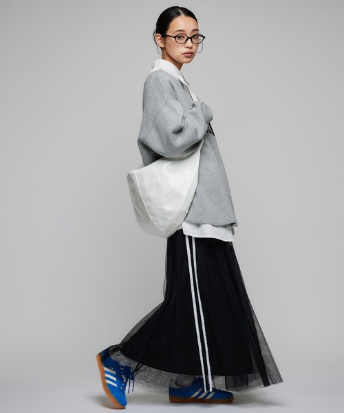 Narcissus(ナルシス)の「サイドラインチュールスカート/ロングスカート/スポーティー(スカート・レディース・ブラック/レッド・FREE)」の4枚目の写真