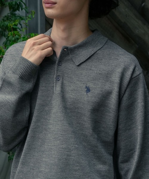 U.S. POLO ASSN.（ユーエスポロアッスン）の「【U.S. POLO ASSN./ユーエスポロアッスン 】ニットポロシャツ（ニット/セーター・メンズ・グレー/カーキ/ブラック/ネイビー・LARGE/X-LARGE/MEDIUM）」の3枚目の写真