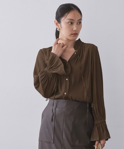 セール】フリルカラーブラウス【洗濯機OK】（シャツ/ブラウス